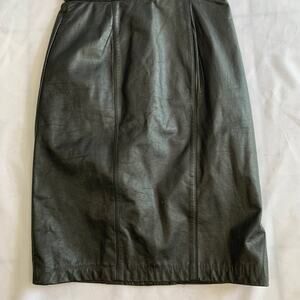 100% Black Leather Pencil Skirt Evan Davies Women's XS Snap Zipper Closure
